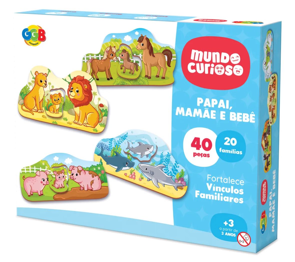 QUEBRA-CABEÇA ANIMAIS PAPAI, MAMÃE E BEBÊ