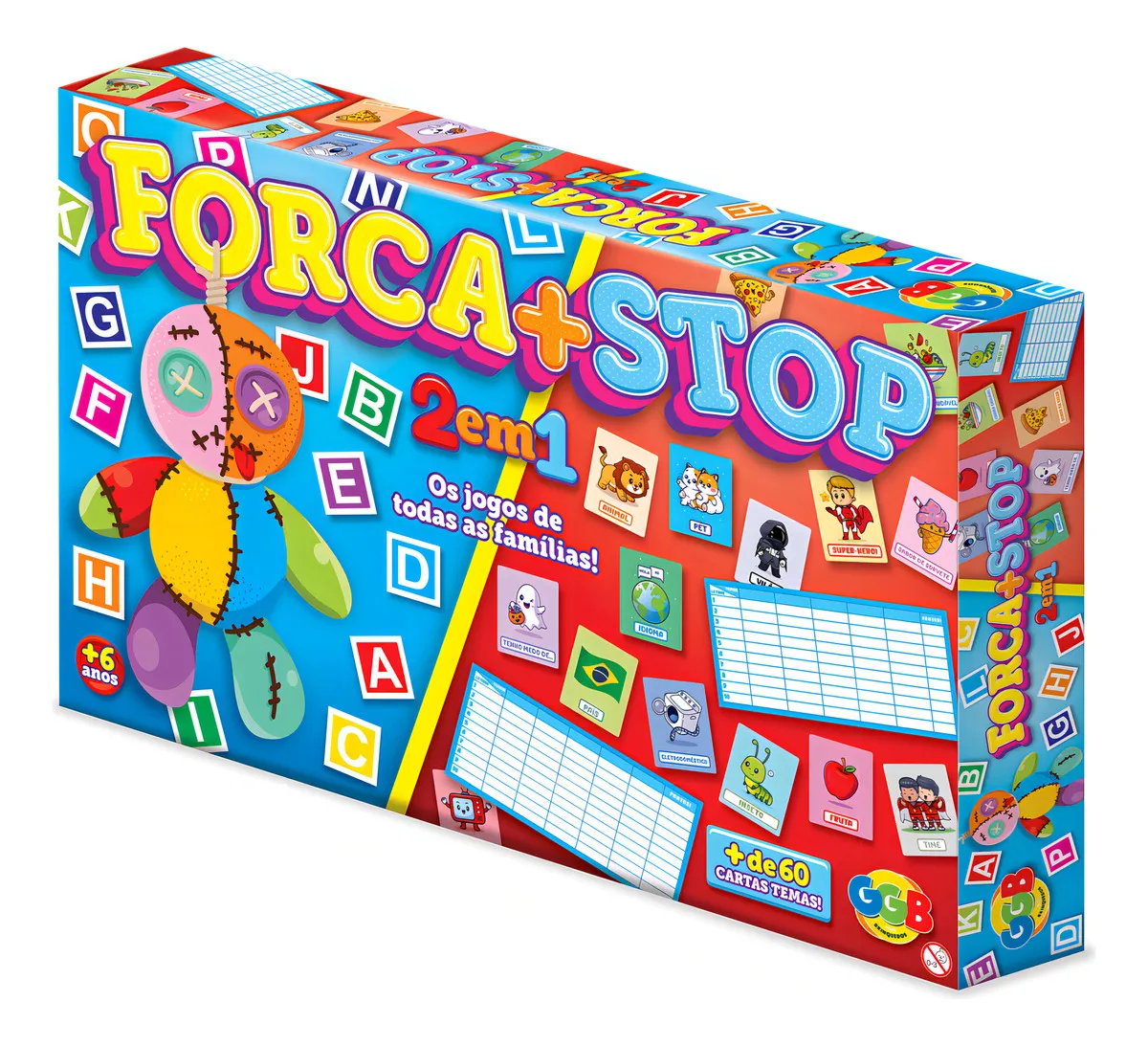 JOGO DE TABULEIRO FORCA E STOP 2 EM 1