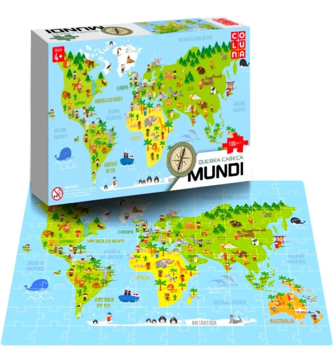 QUEBRA-CABEÇA PAIS E FILHOS MAPA MUNDO 100 PÇS