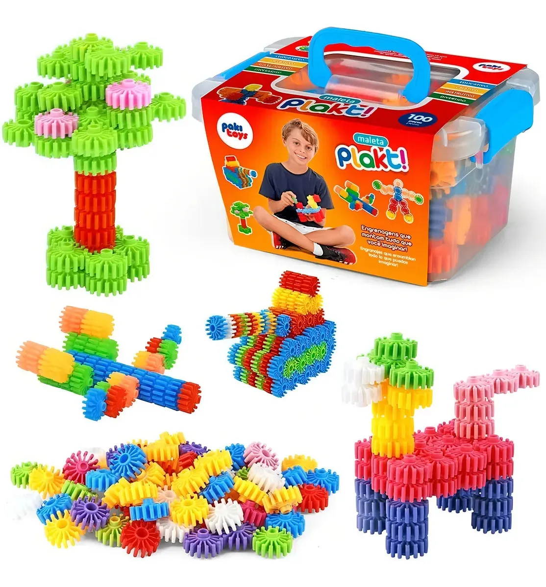 MALETA PLAKT EDUCATIVO COM 100 PEÇAS