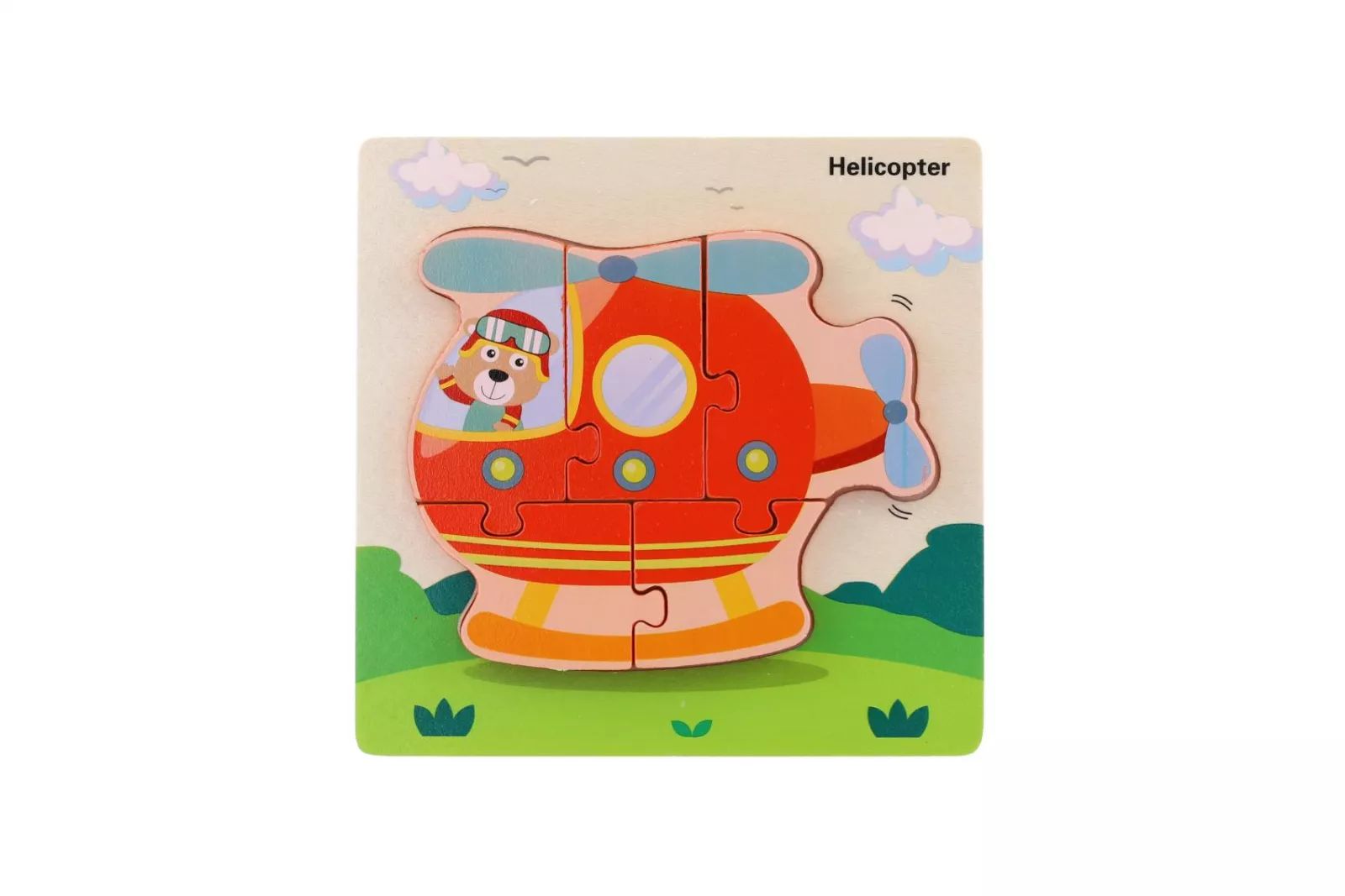 QUEBRA-CABEÇA EDUCATIVO DE MADEIRA HELICÓPTERO