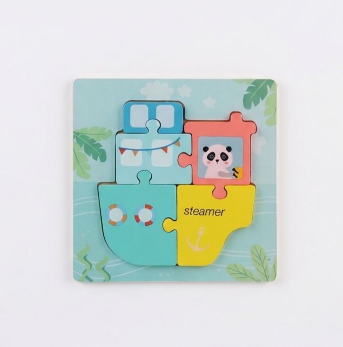 QUEBRA-CABEÇA EDUCATIVO DE MADEIRA BARCO A VAPOR