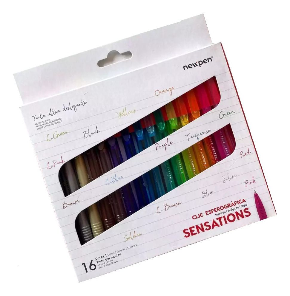 KIT 16 CANETAS ESFEROGRÁFICA SENSATIONS NEWPEN