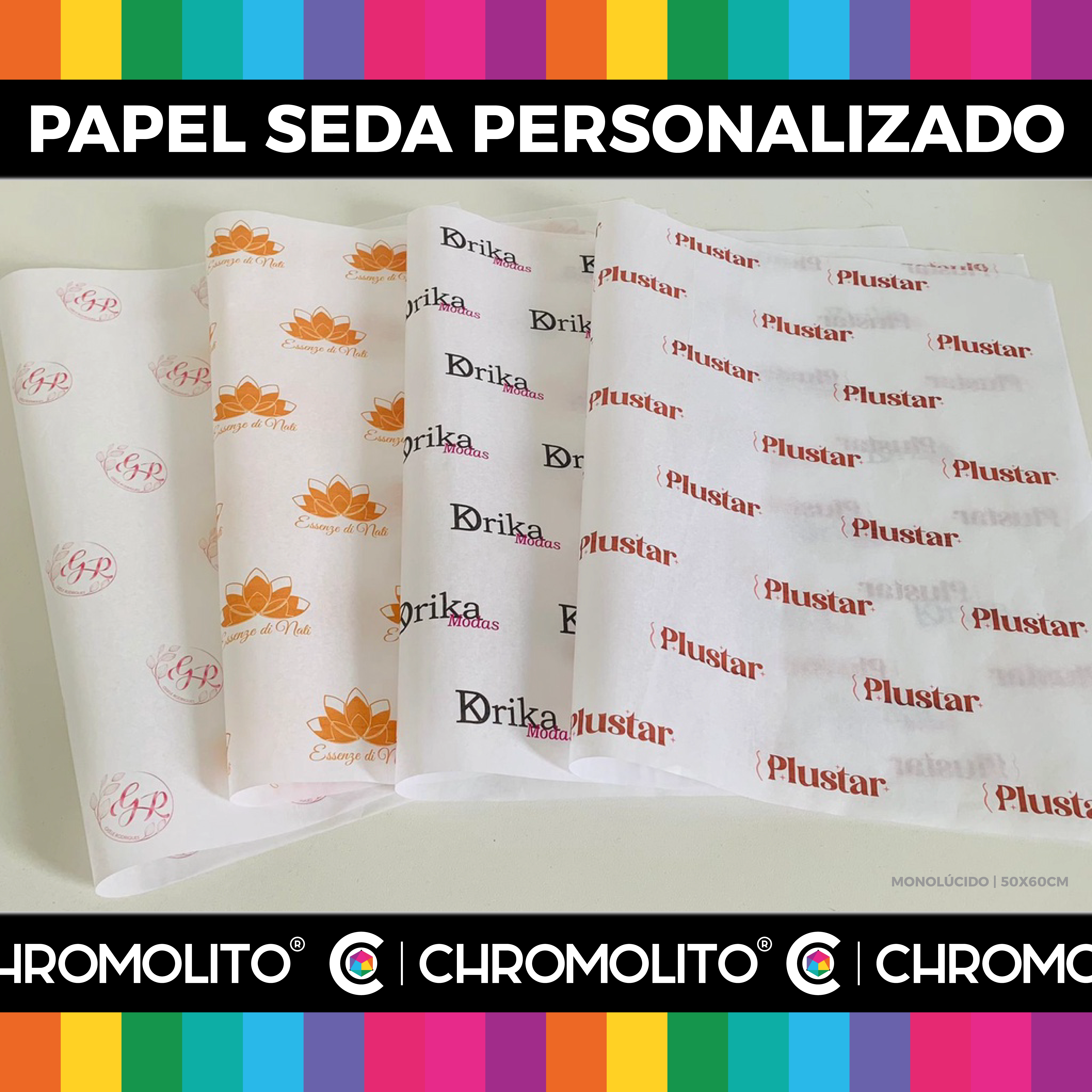 Papel de Seda Premium Personalizado (Monolúcido 75g) - 50x60cm