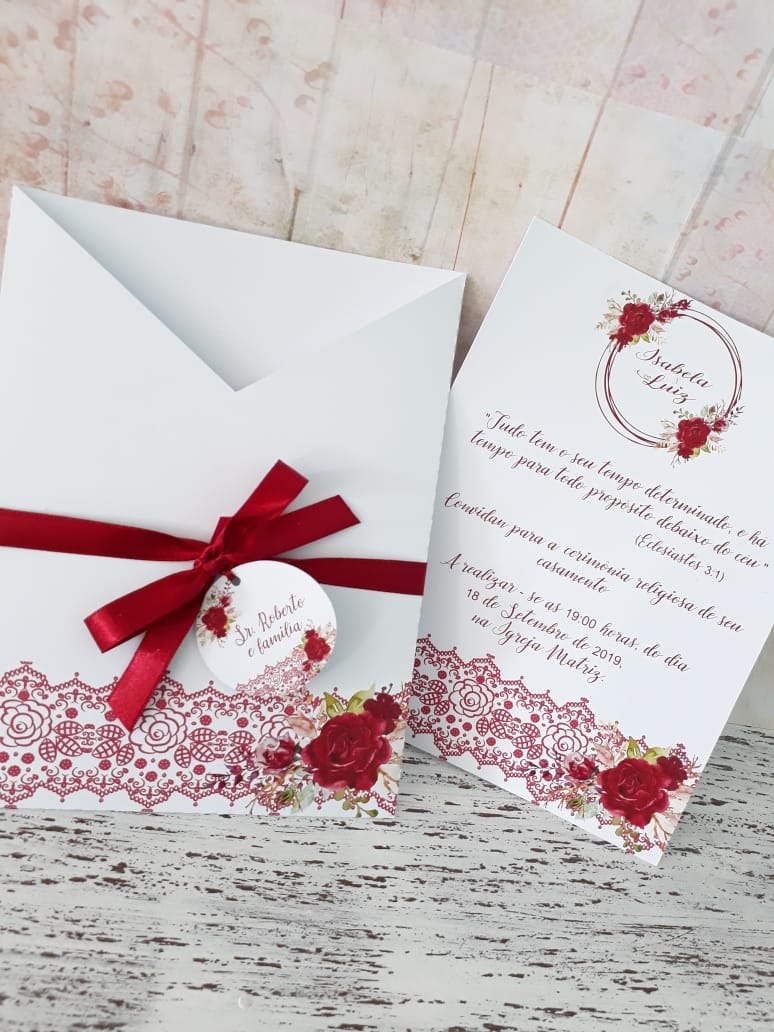 Convite + Envelope Casamento Elegance