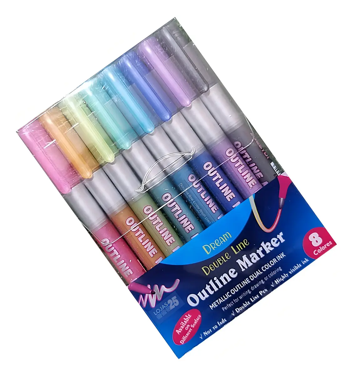 KIT 8 CANETINHAS OUTLINE MARKER