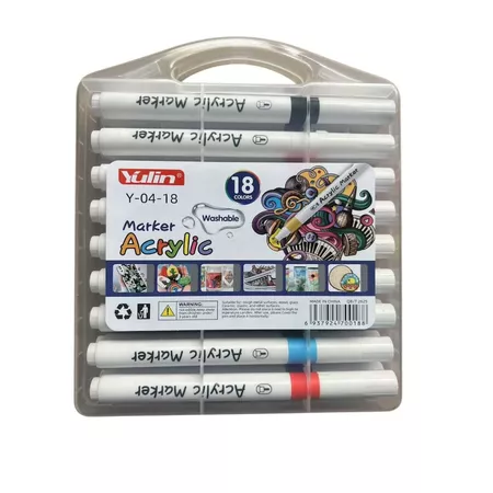 KIT 18 CANETINHAS ACRYLIC MARKER YULIN
