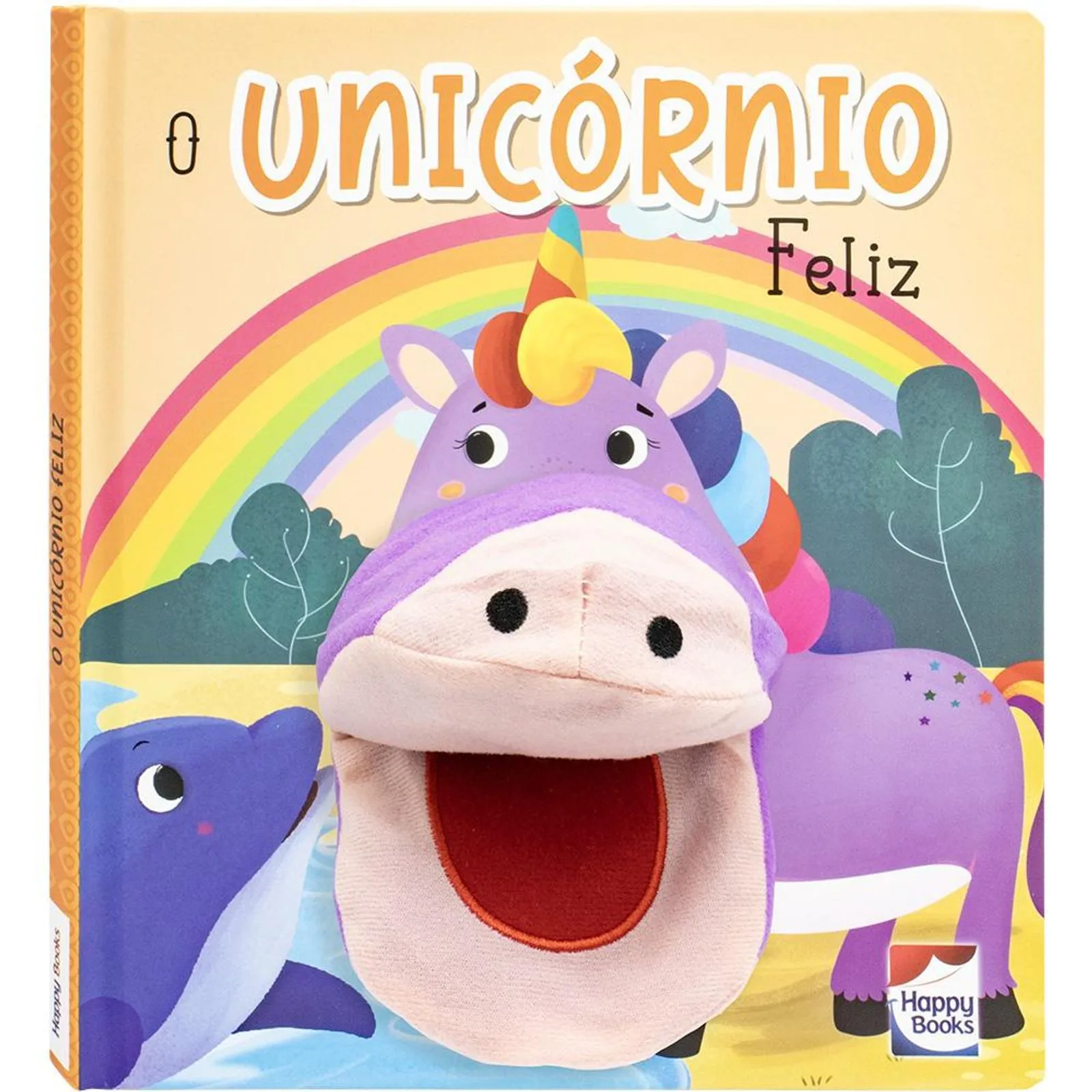LIVRO AVENTURAS COM FANTOCHES UNICORNIO FELIZ