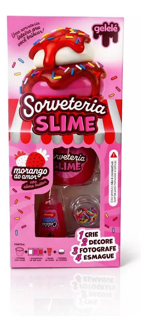 KIT SLIME GELELÉ SORVETERIA MORANGO DO AMOR