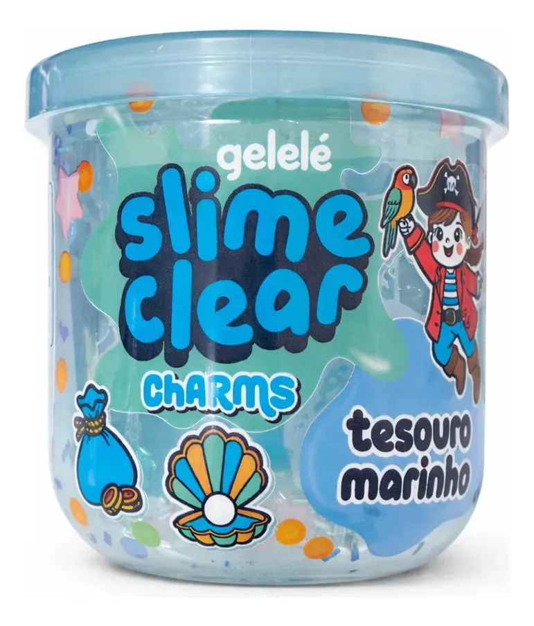 GELELÉ SLIME CLEAR CHARMS TESOURO MARINHO