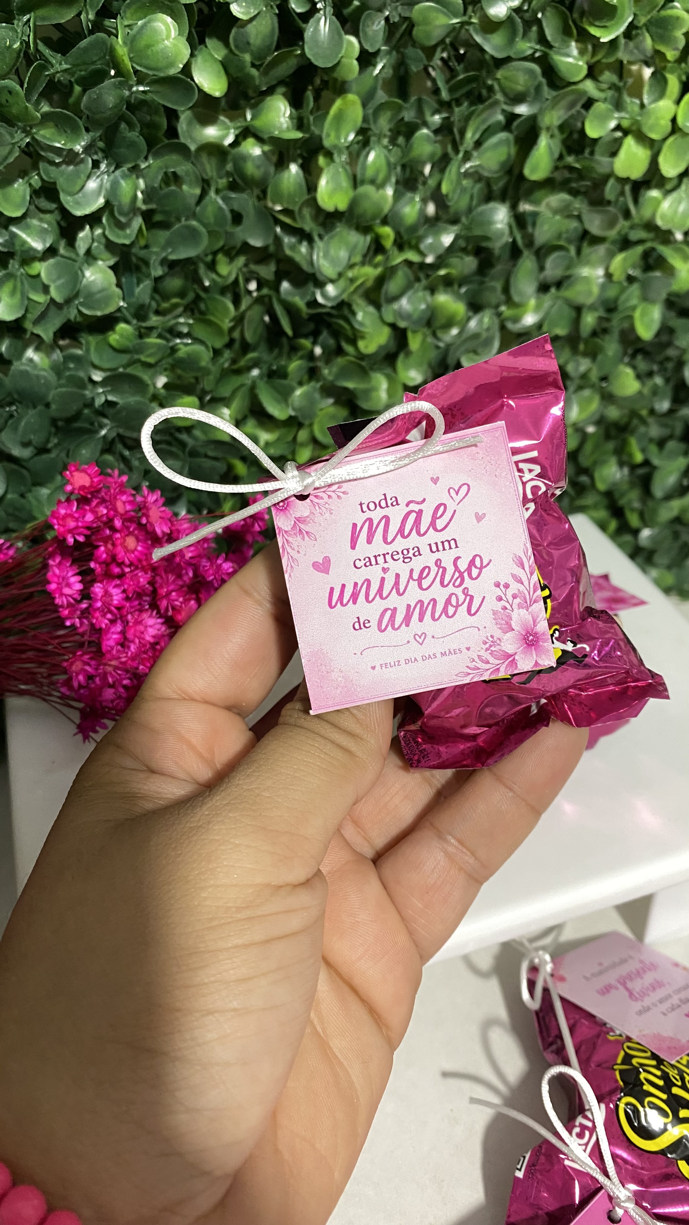 Bombom com tag dia das mães
