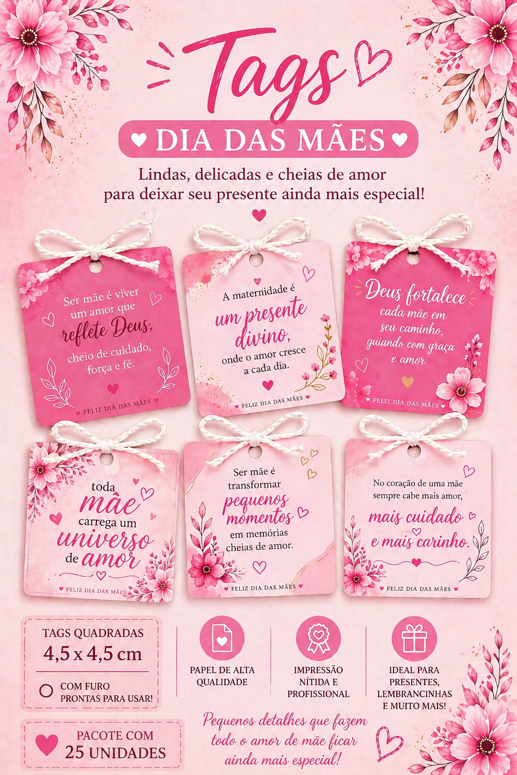 TAGS PAPEL FOTOGRÁFICO 4,5x4,5 COM FURO