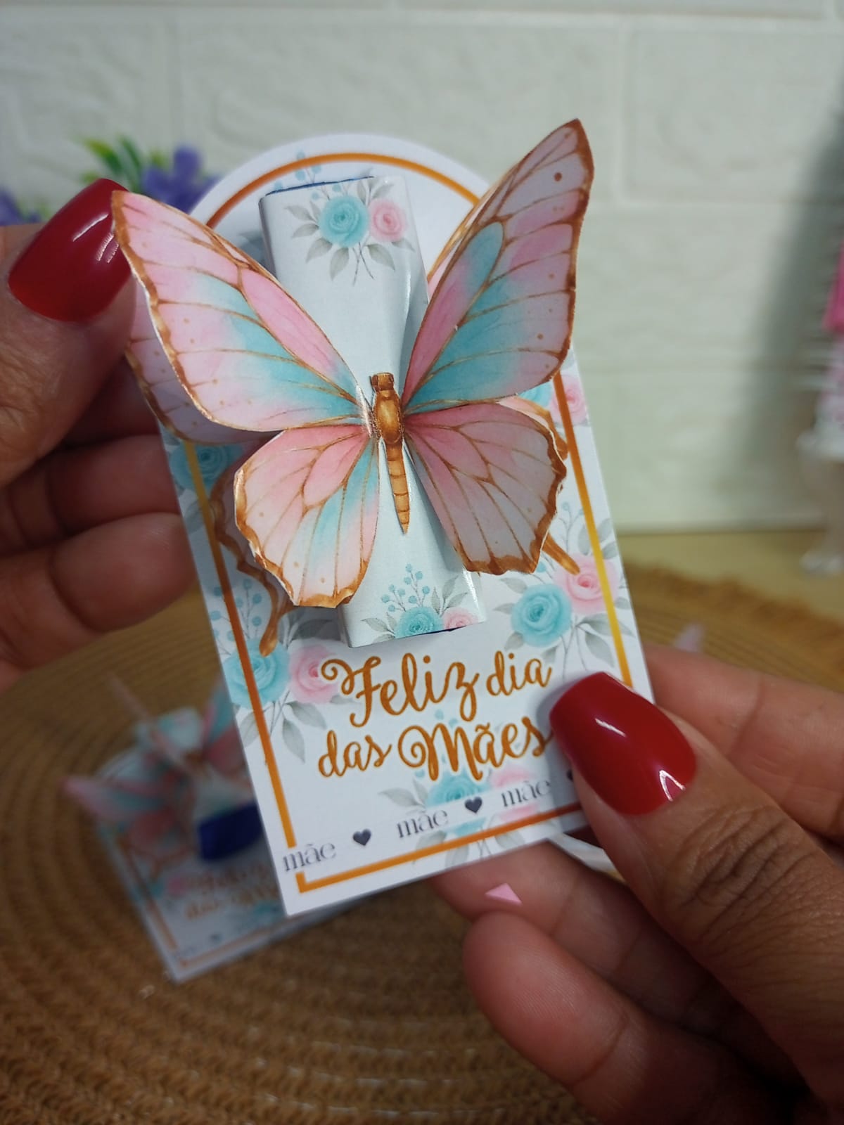 Card borboleta com Bis - Dia das Mães