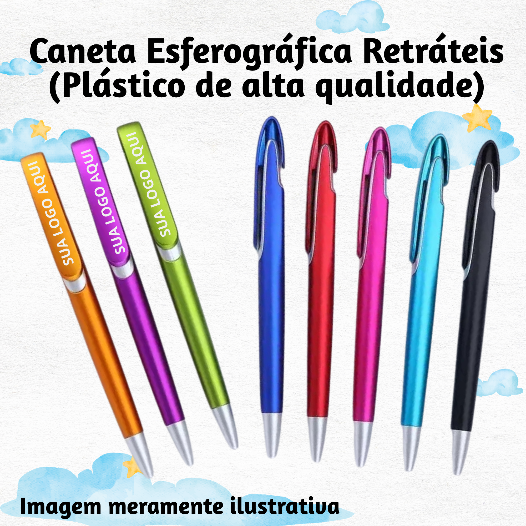 Caneta Esferográfica Retráteis (Plástico de alta qualidade)