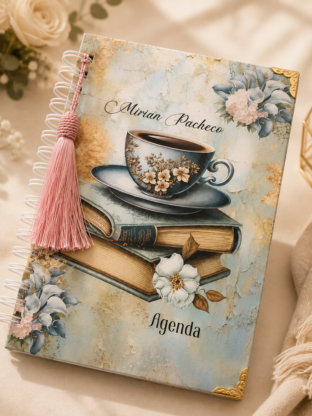 Caderno Chá da Tarde Floral Azul