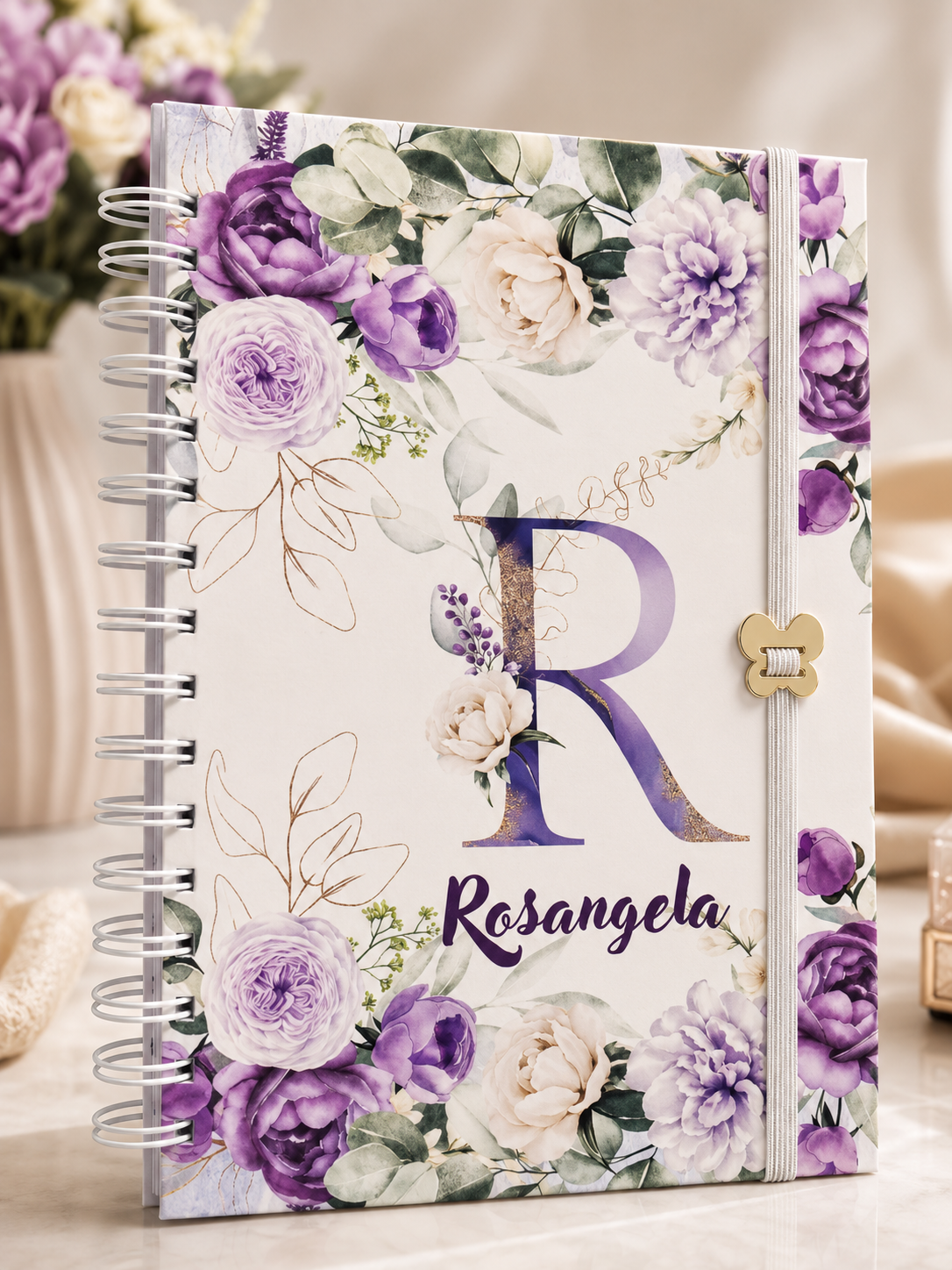 Caderno Floral Violeta Alfabeto A a Z