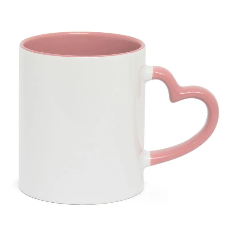 CANECA ALÇA DE CORAÇÃO ROSA