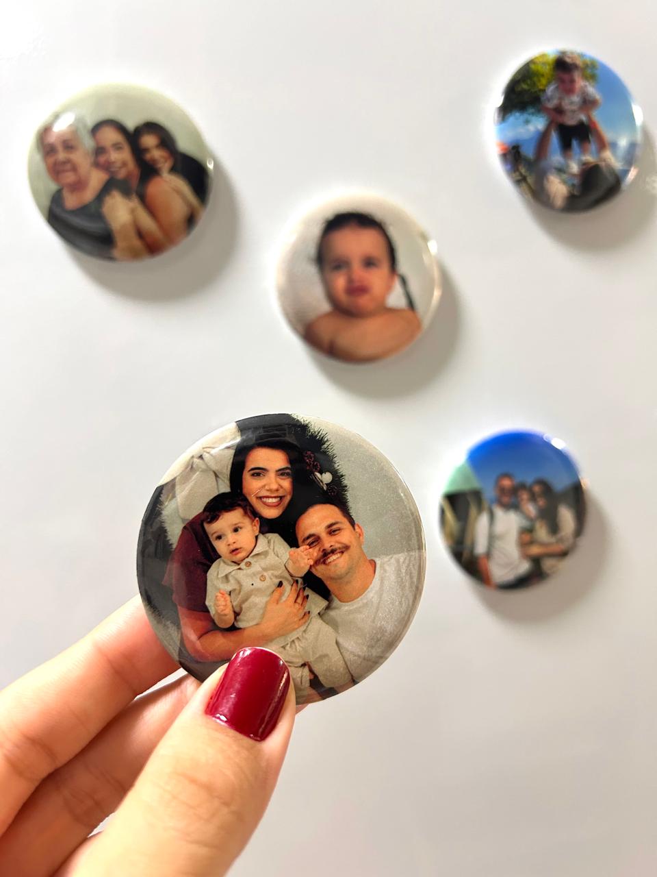 Fotos ímã buttons (kit com 3)