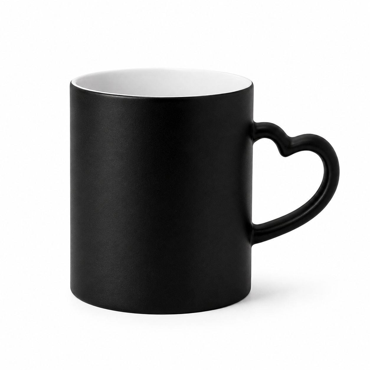 Caneca Mágica Fosca Preta - 325ml - Alça Coração Preta
