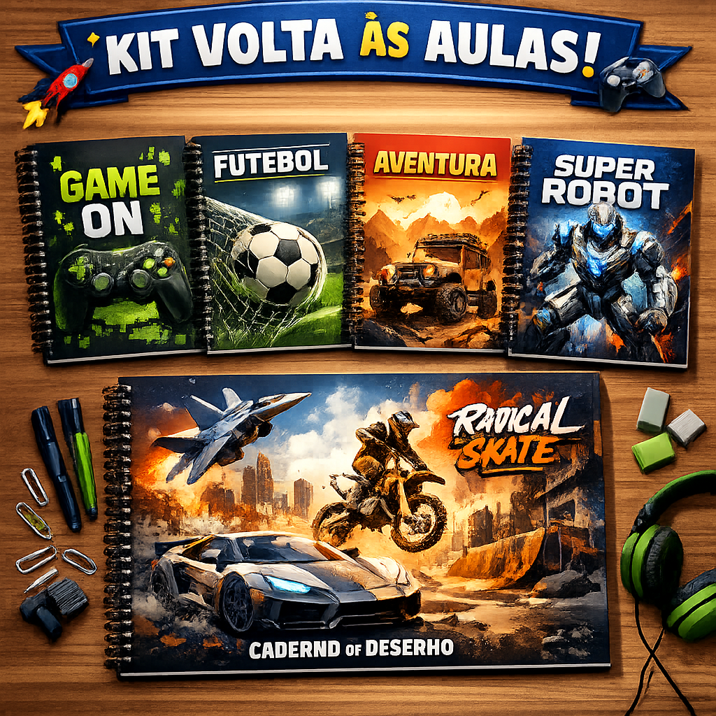 📦 KIT VOLTA ÀS AULAS - CADERNOS DE 1 MATÉRIA ESPIRAL