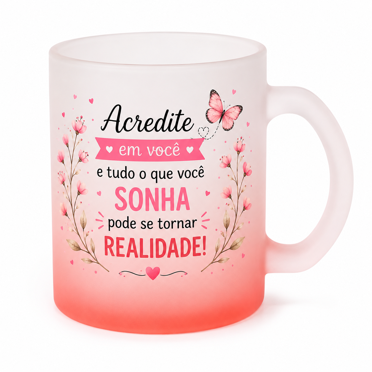 Caneca de Vidro Jateado Degrade Vermelha - 325ml