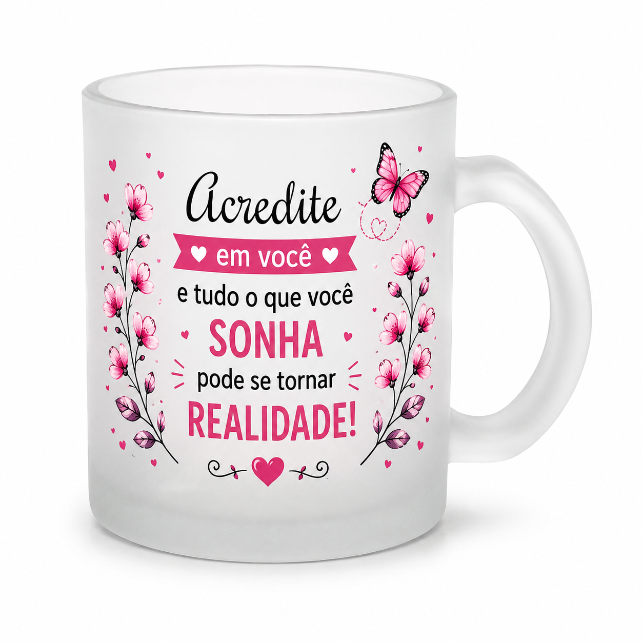 Caneca de Vidro Jateado Fosco - 325 ml