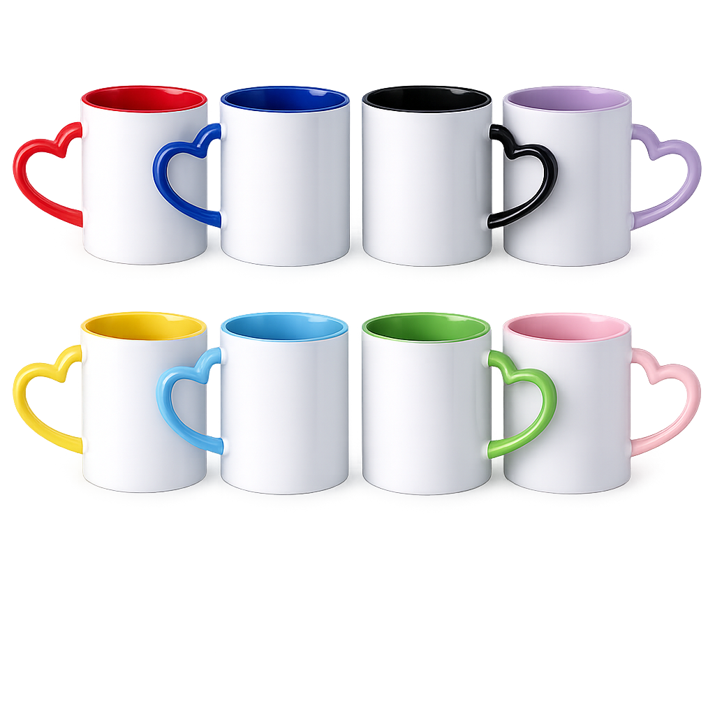 Caneca Alça de Coração Colorida