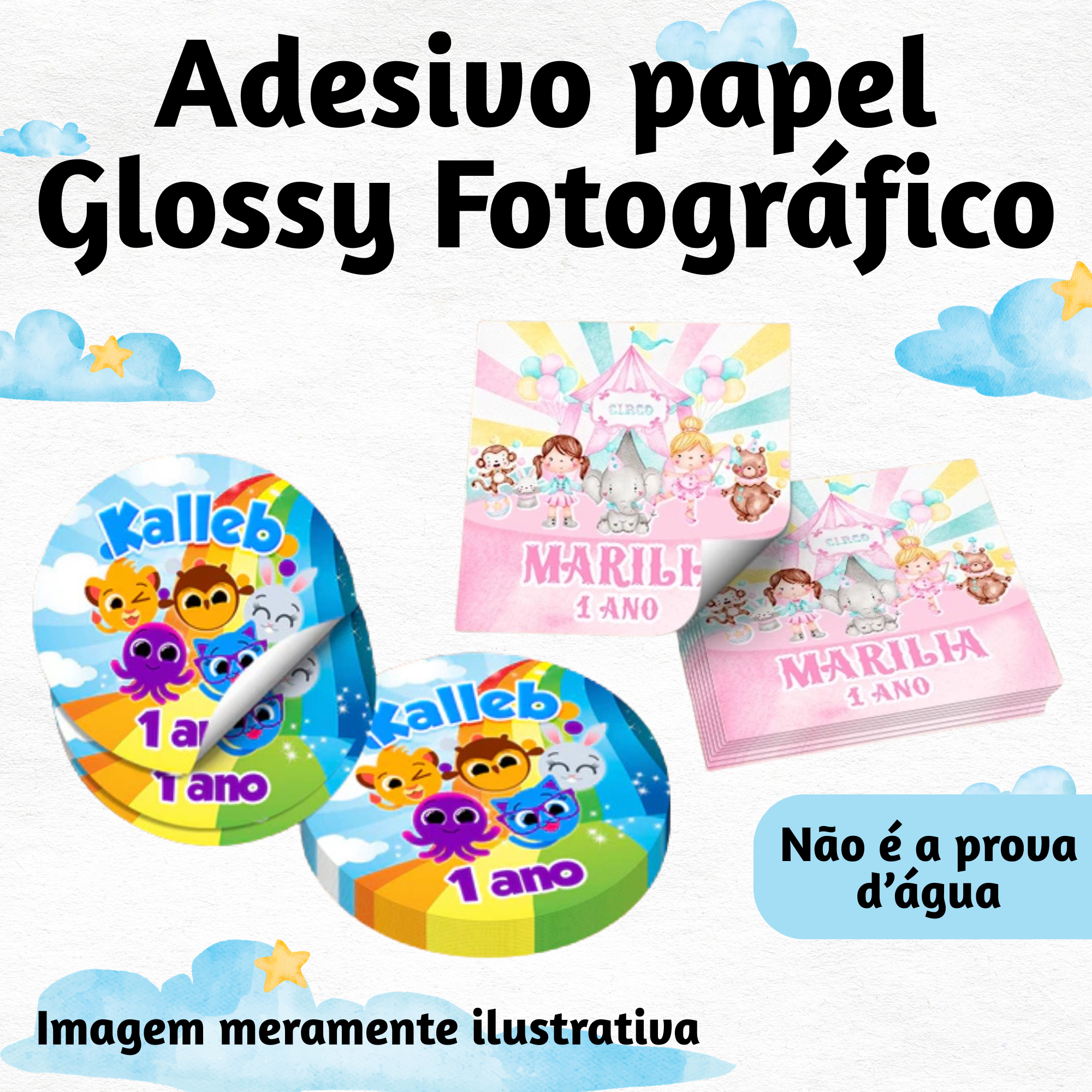 Adesivos Personalizados em Papel fotográfico ( NÃO é a prova d'água