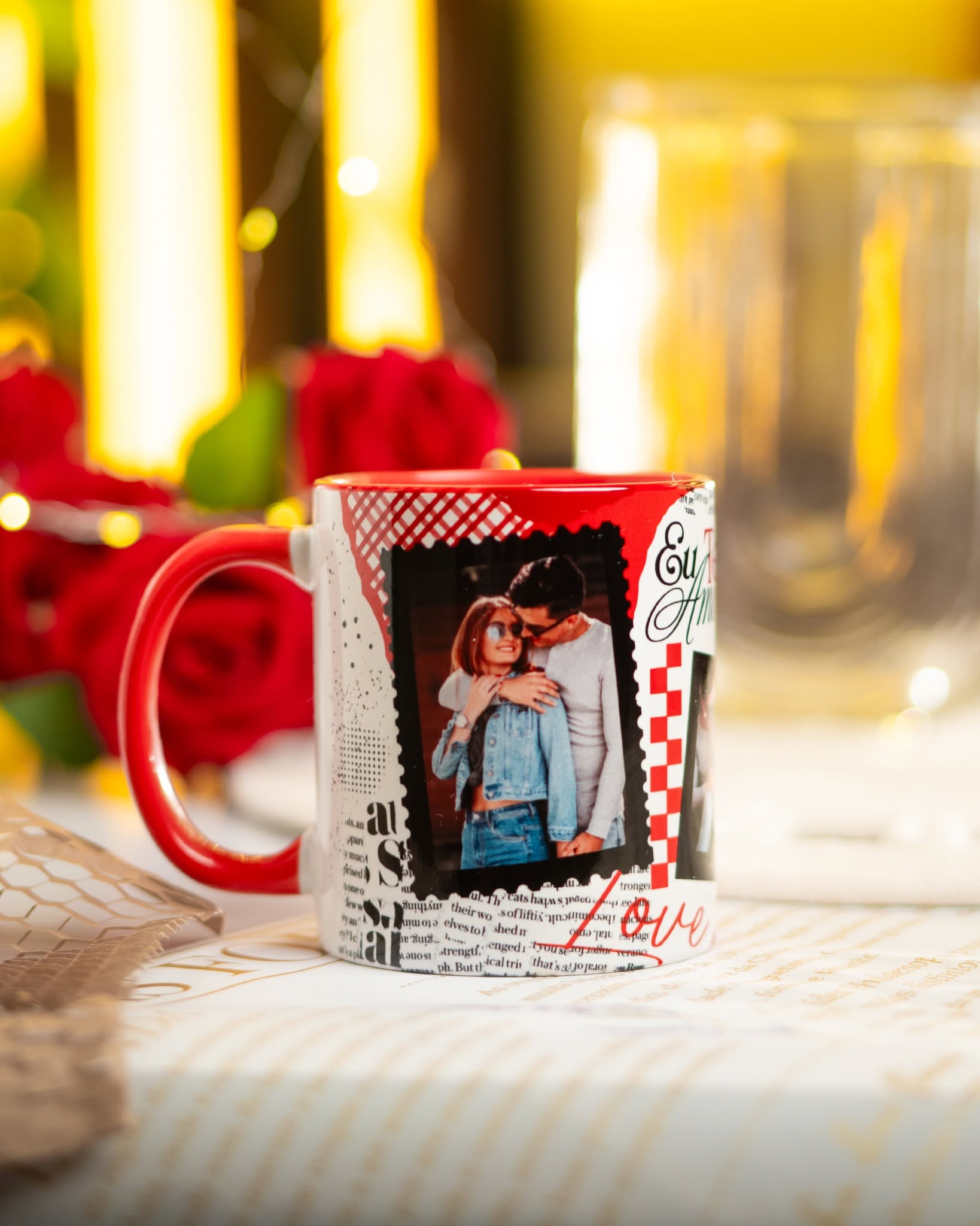 Caneca cerâmica colorida dia dos namorados