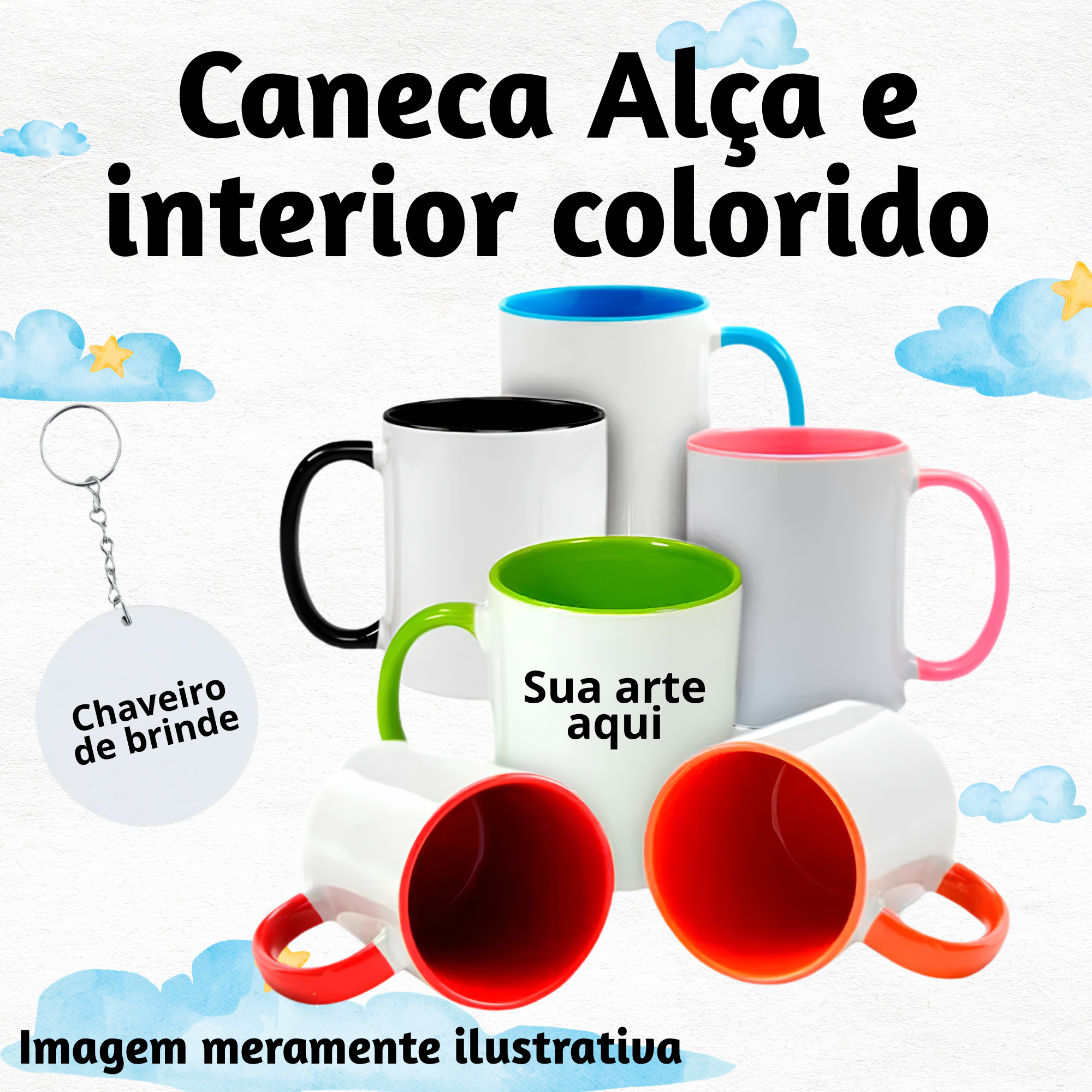 Caneca Alça e interior colorido