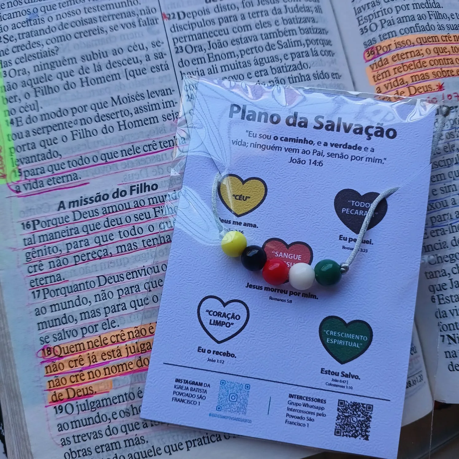 Pulseira Missionária - Livro Sem Palavras Cordão