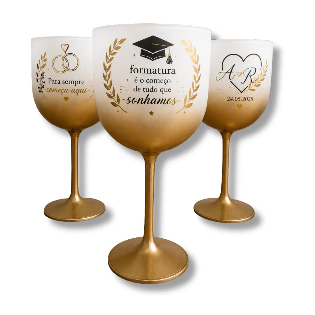 Taça Gin Degradê 580ml Personalizada - Dourada
