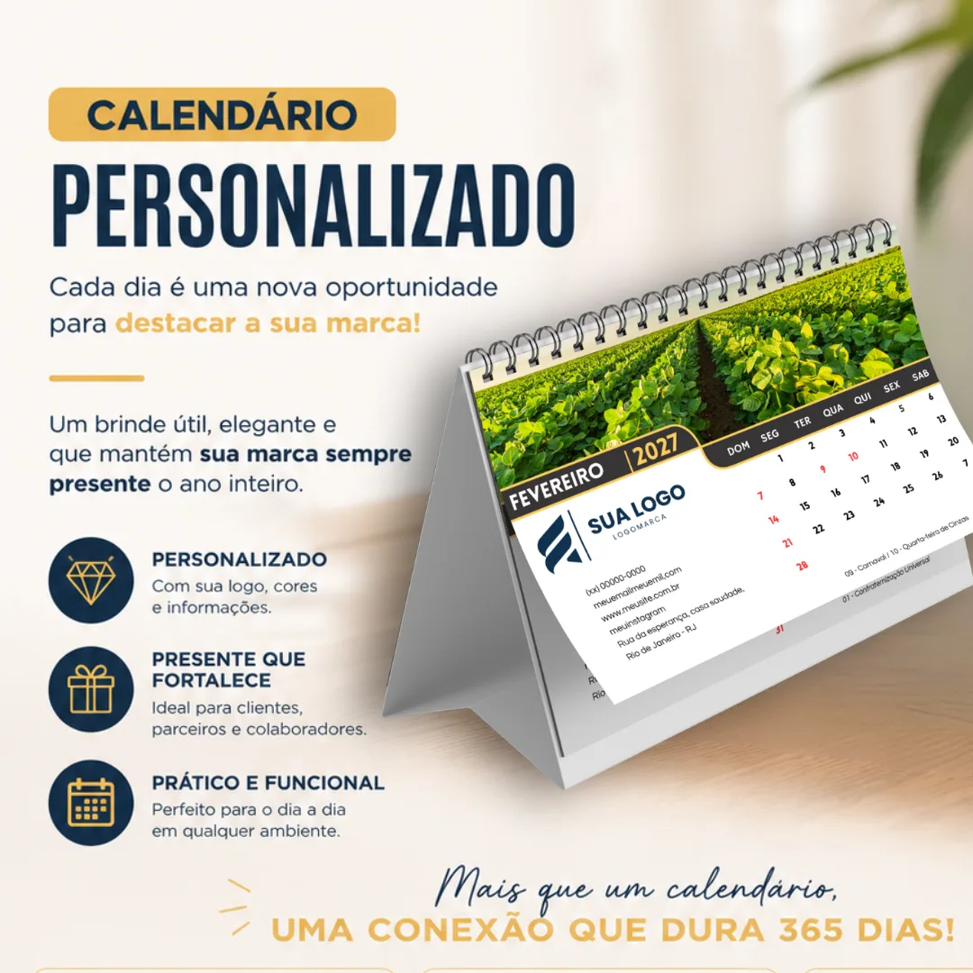 Calendário de Mesa 15x21 (qualidade fotográfica)