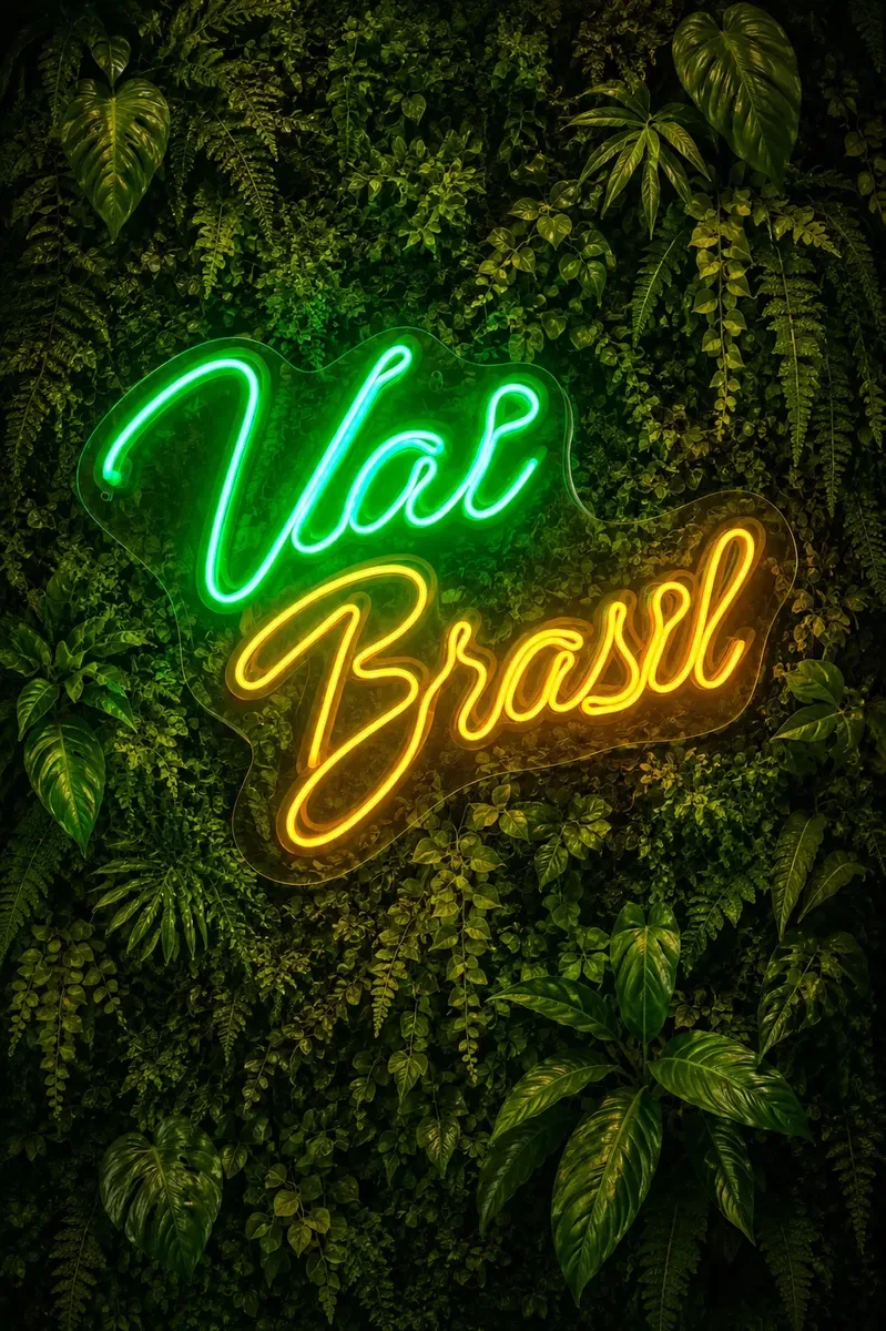 Letreiro Vai Brasil Neon Led Luminoso 45cm