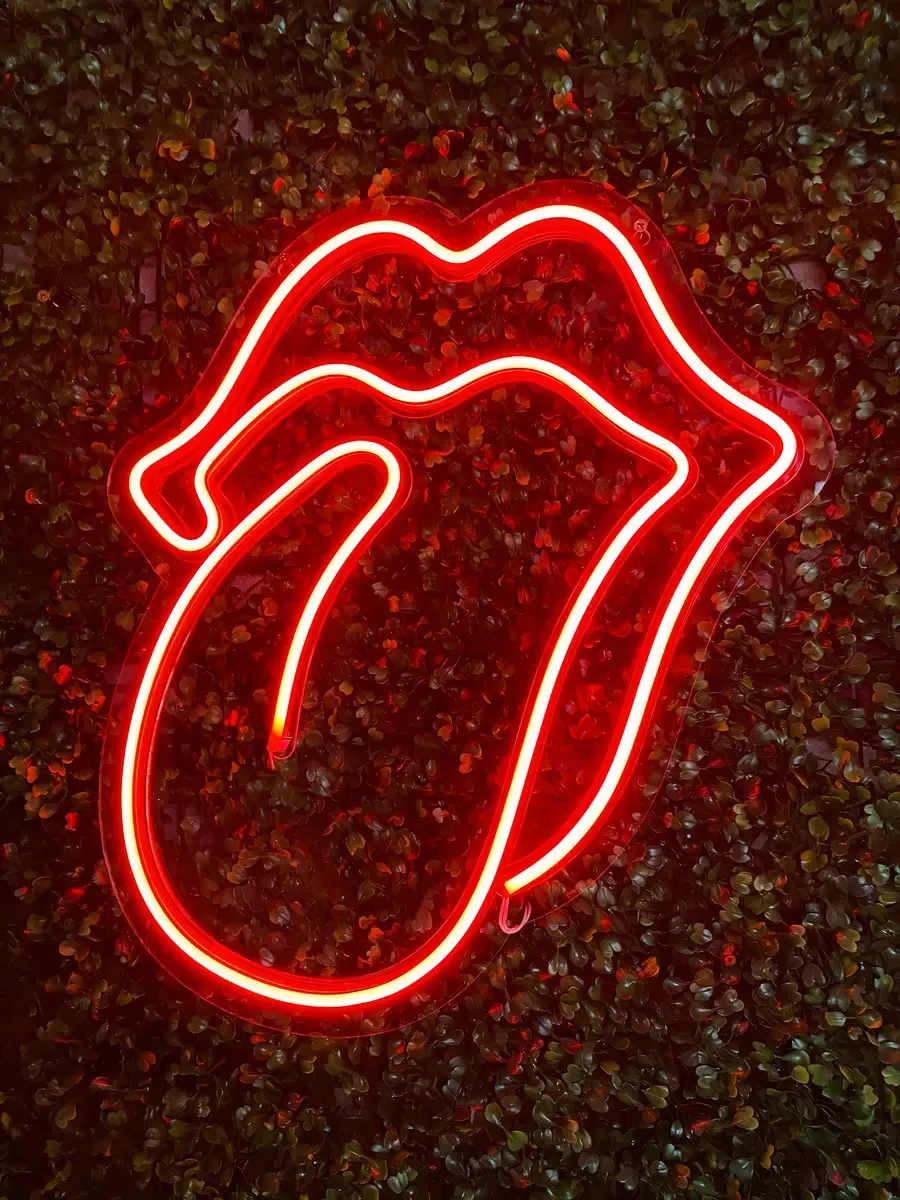 Luminoso Led Neon Boca Retrô Rolling Stones Letreiro Cor Vermelho