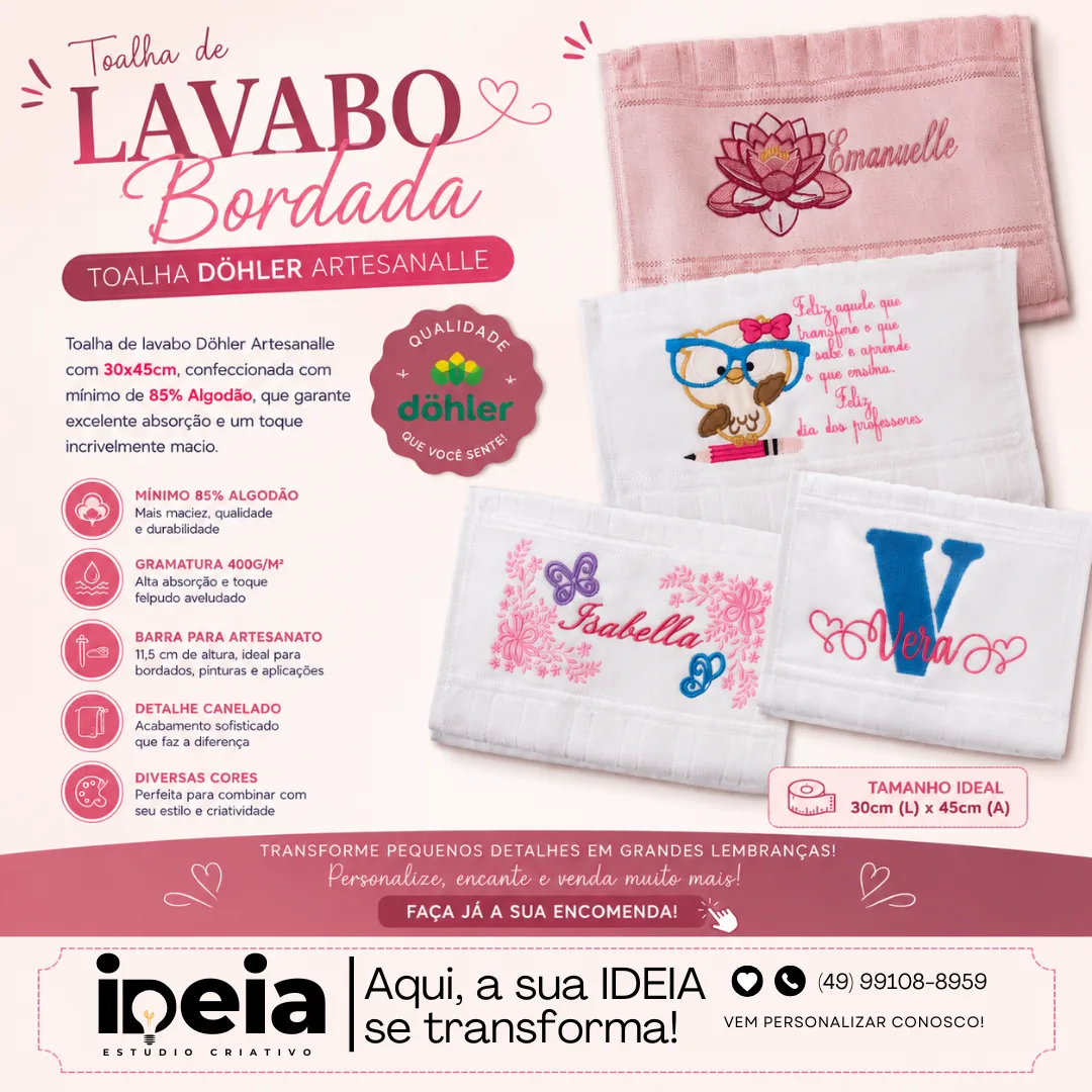 Toalha Lavabo Bordada