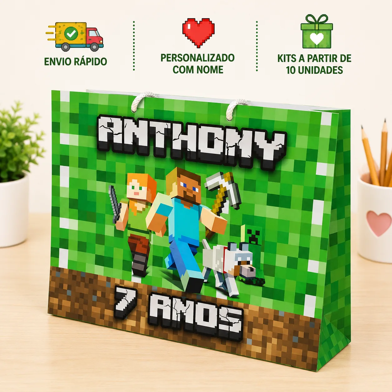 Sacolinha Personalizada - Minecraft