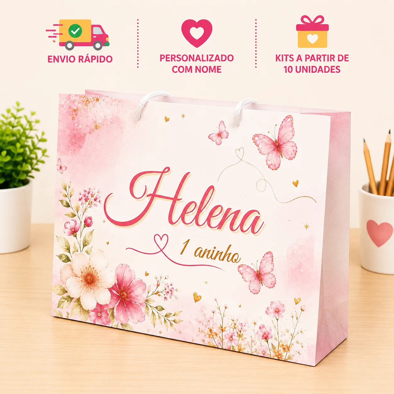 Sacolinha Personalizada - Jardim das Borboletas