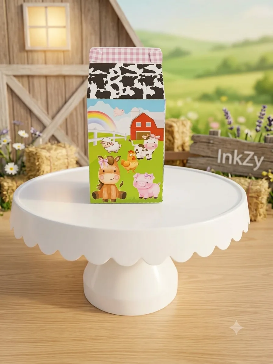 Caixa Milk Fazendinha Menina (Sem Laço)
