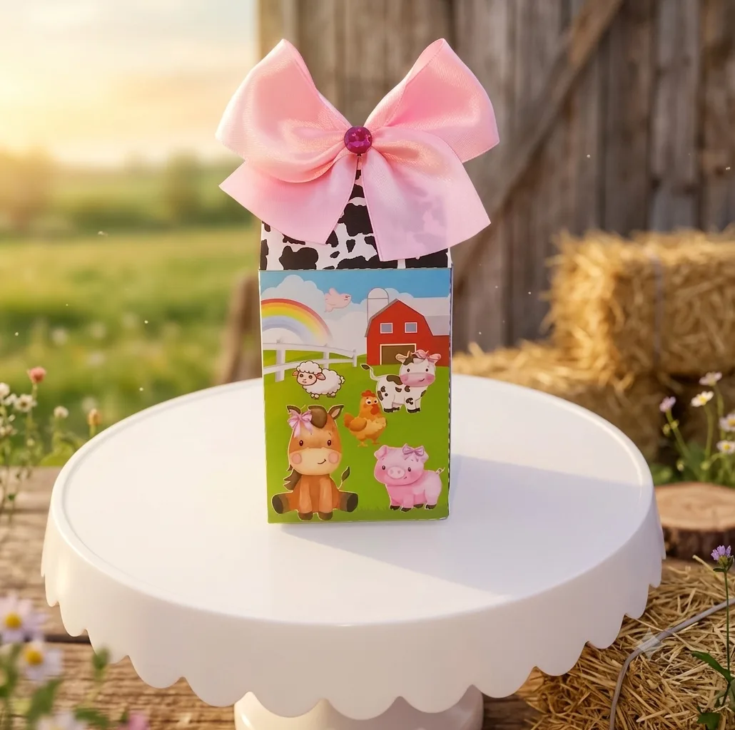 Caixa Milk Fazendinha Menina (Com Laço)