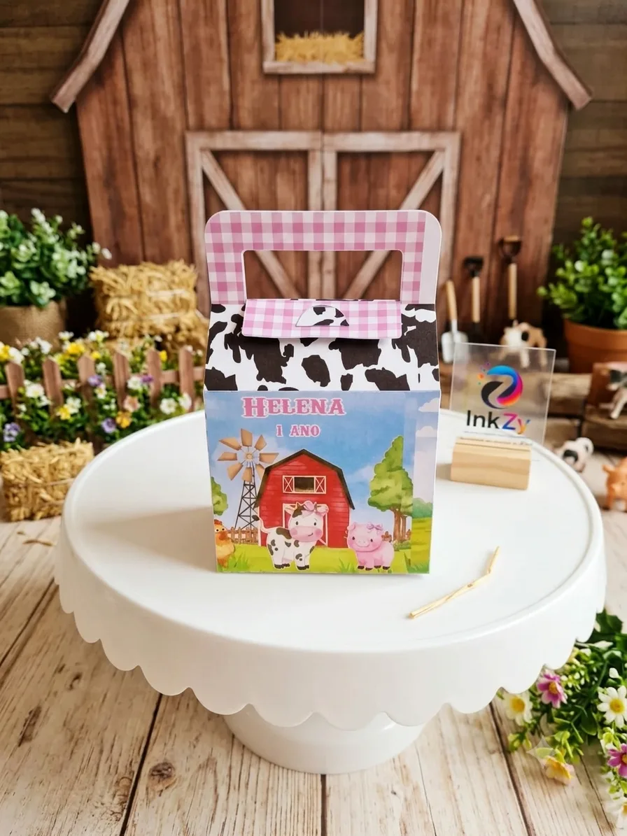 Caixa Milk com alça Fazendinha Menina (Sem Laço)
