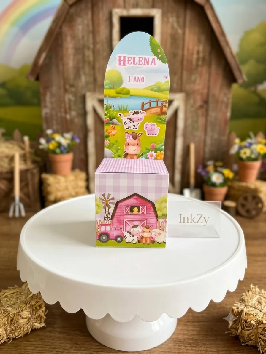 Caixa Cubo Fazendinha Menina (com cenário)