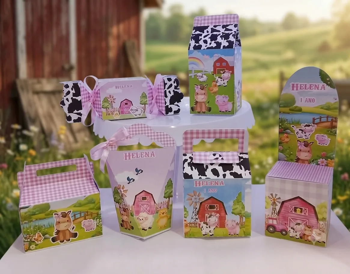 Kit Caixas Fazendinha Menina (Sem Laço)
