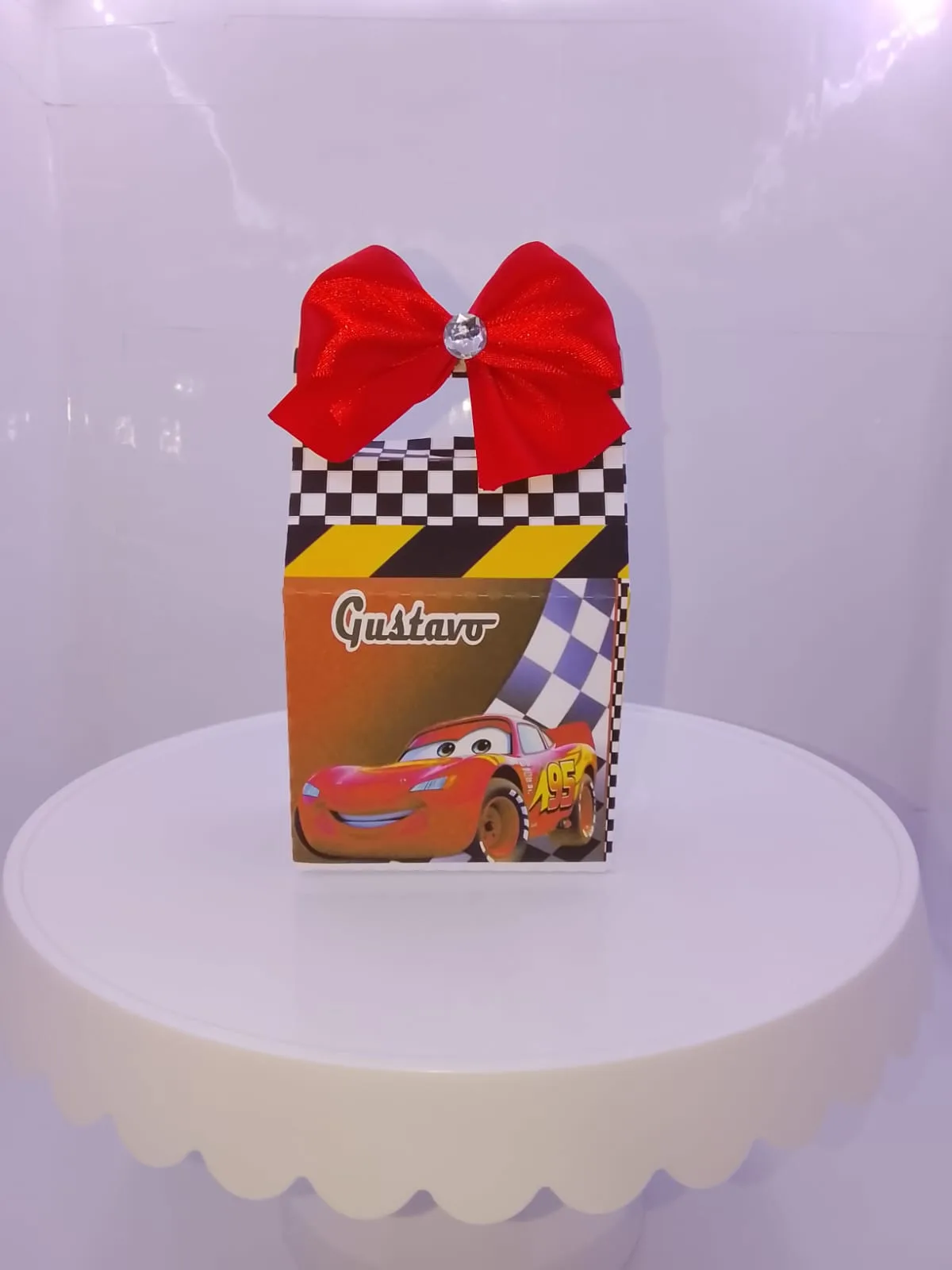 Caixa Milk com alça Carros - McQueen (Com Laço)