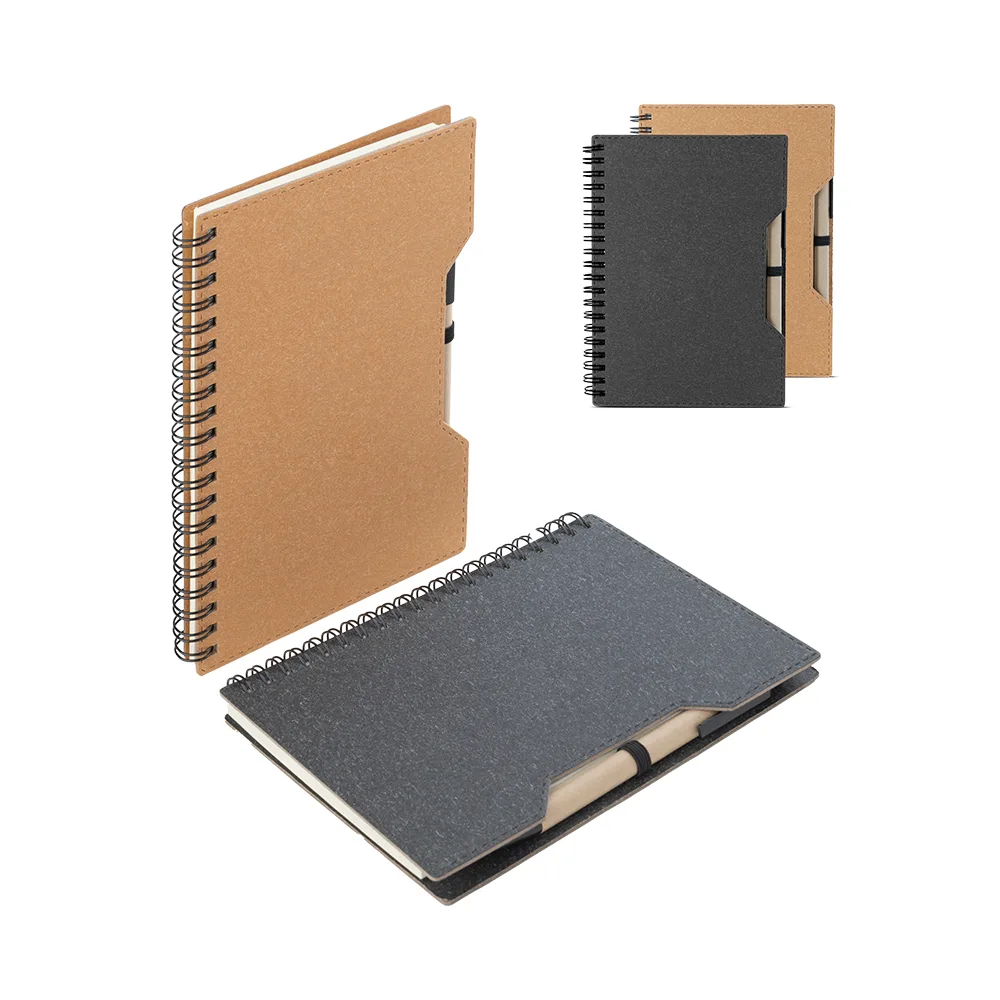 Caderno capa em papelão reciclado com caneta- CAD 462