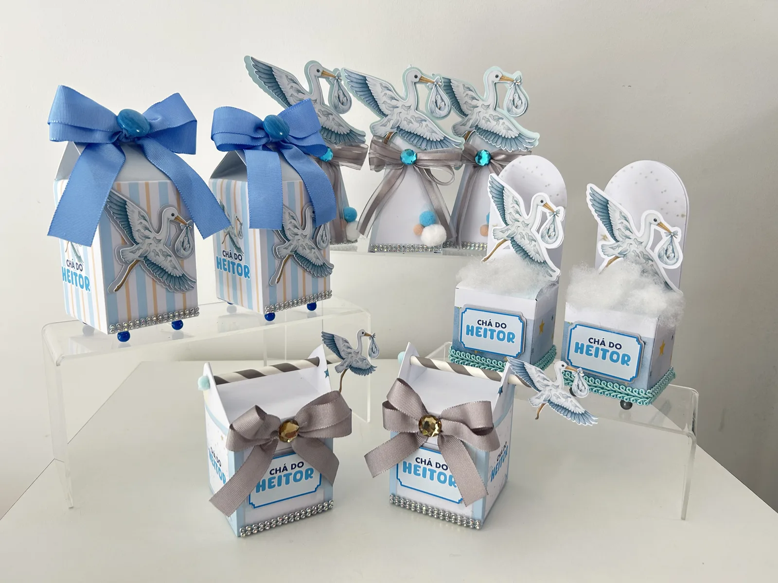 Kit Festa chá de Bebê Cegonha 20 unidades
