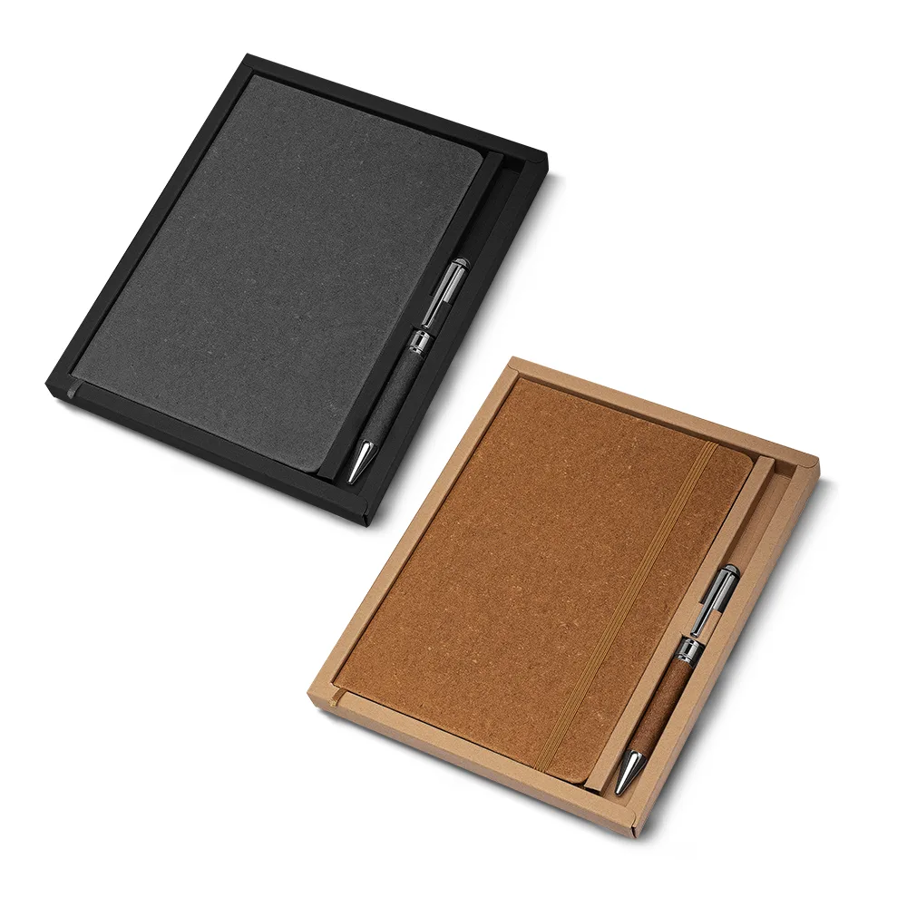 Kit Escritório A5 Capa em Couro Reciclado e Caneta Metalica - CAD180