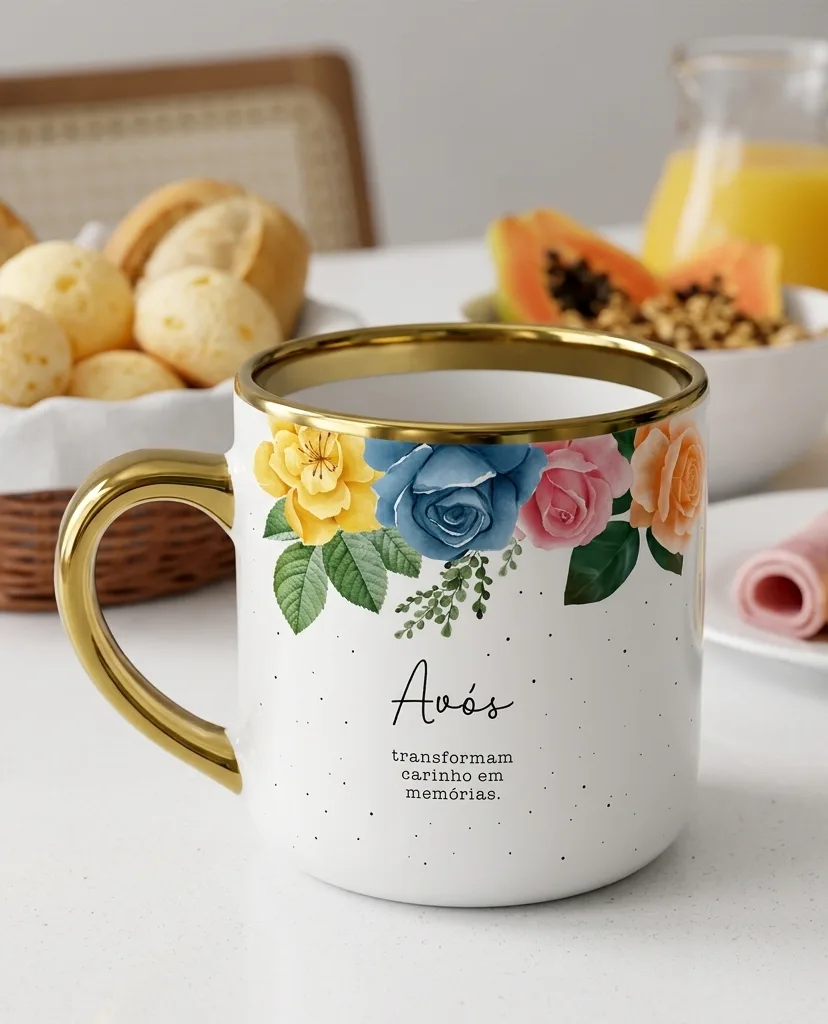 Caneca Imperial Alça Dourada