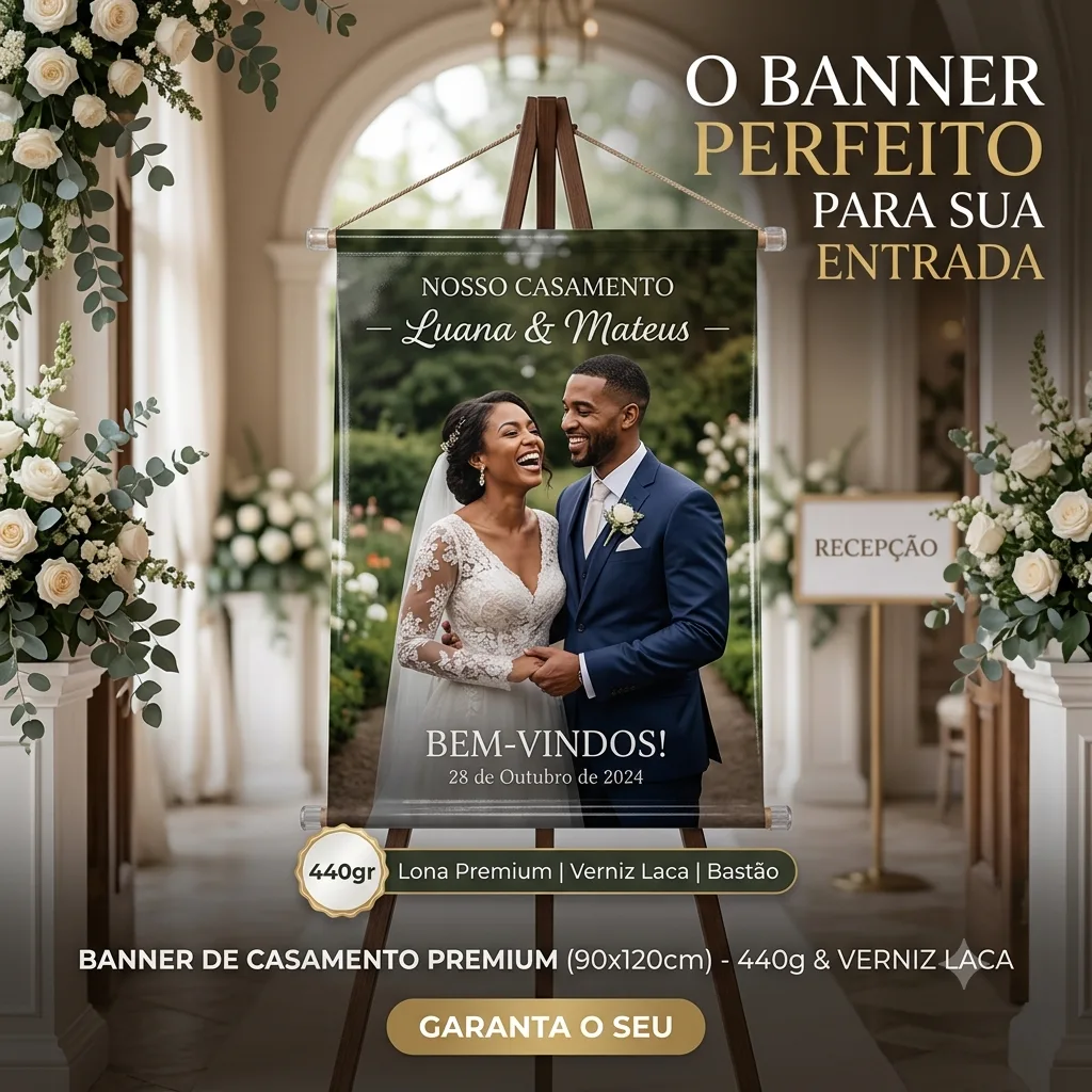 Banner de Boas-Vindas para Casamento – Linha Luxury 440g