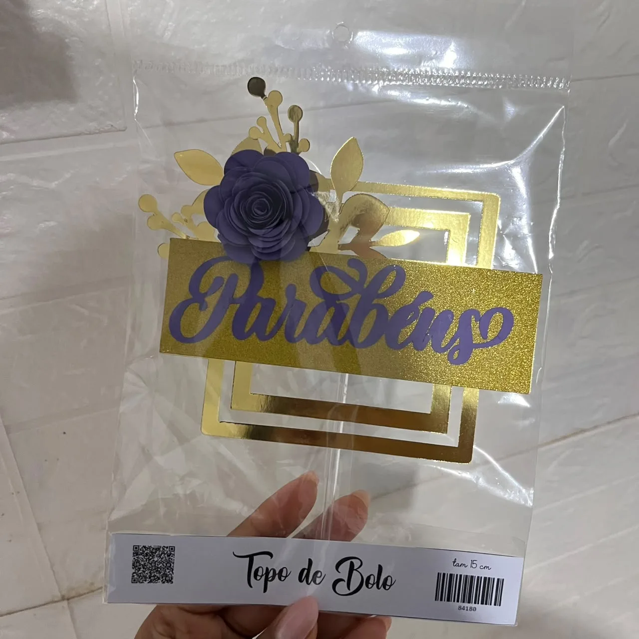TOPO PARABÉNS MOLDURA FLOR
